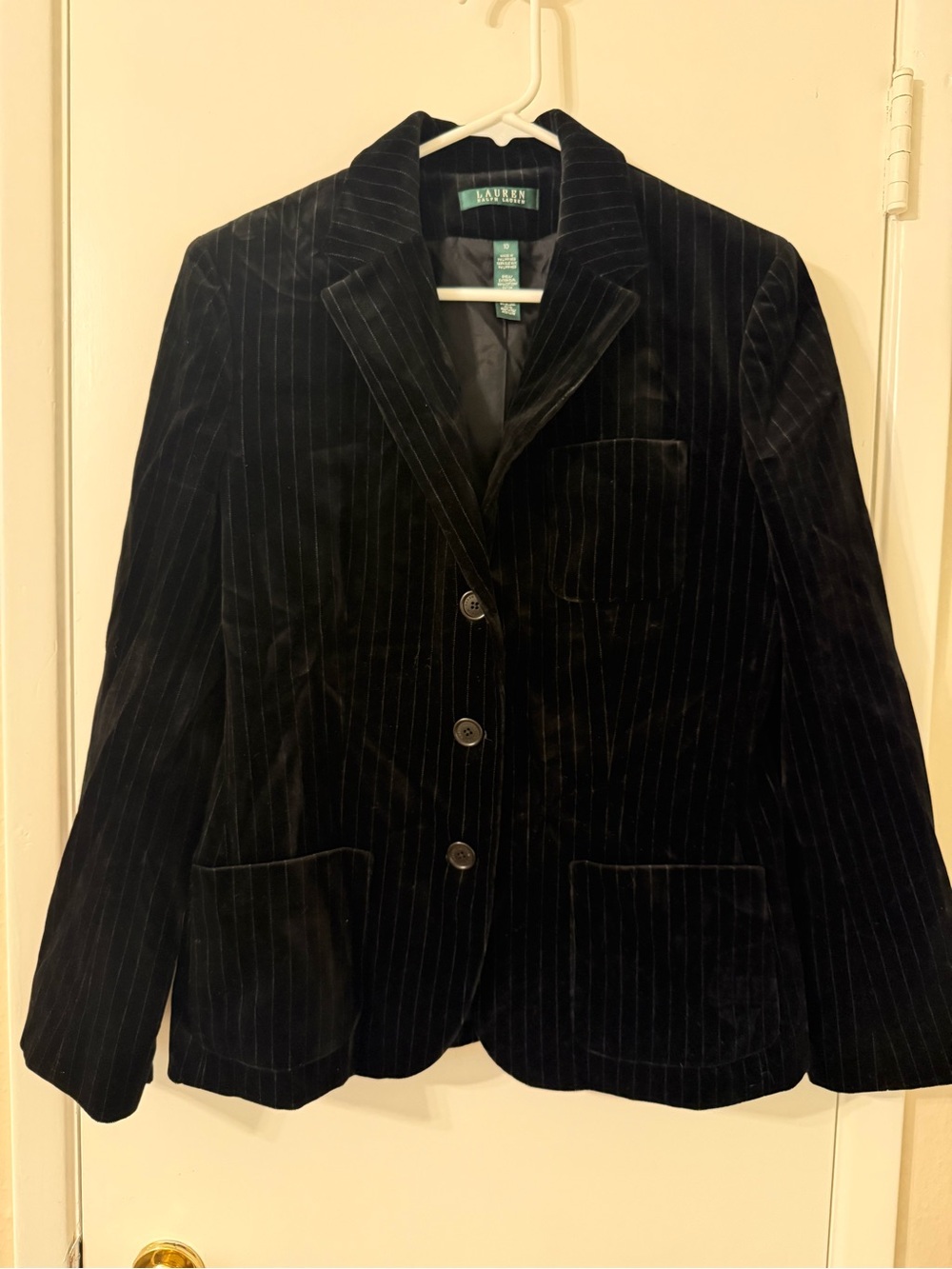 Vintage Y2K Lauren Ralph Lauren Black Velvet Pinstripe Blazer